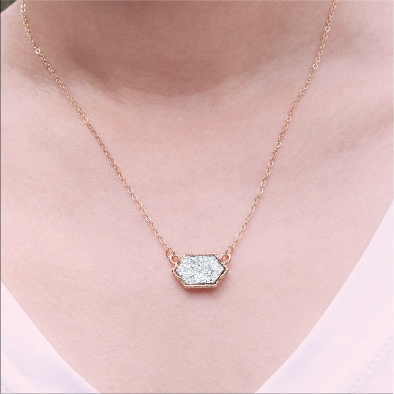 fashion simple multicolor crystal cluster turquoise diamond pendant necklace