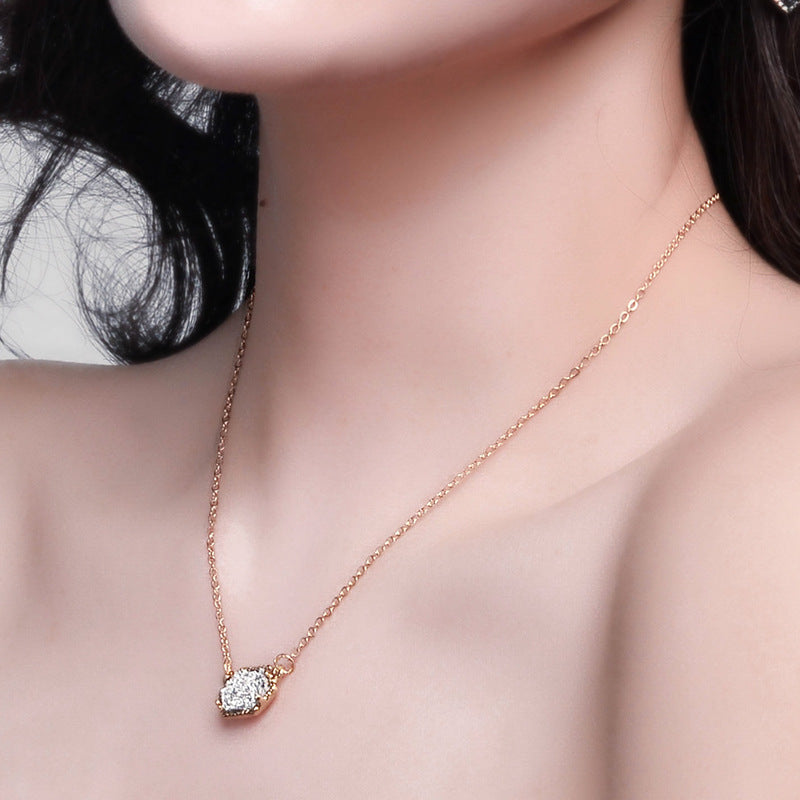 fashion simple multicolor crystal cluster turquoise diamond pendant necklace