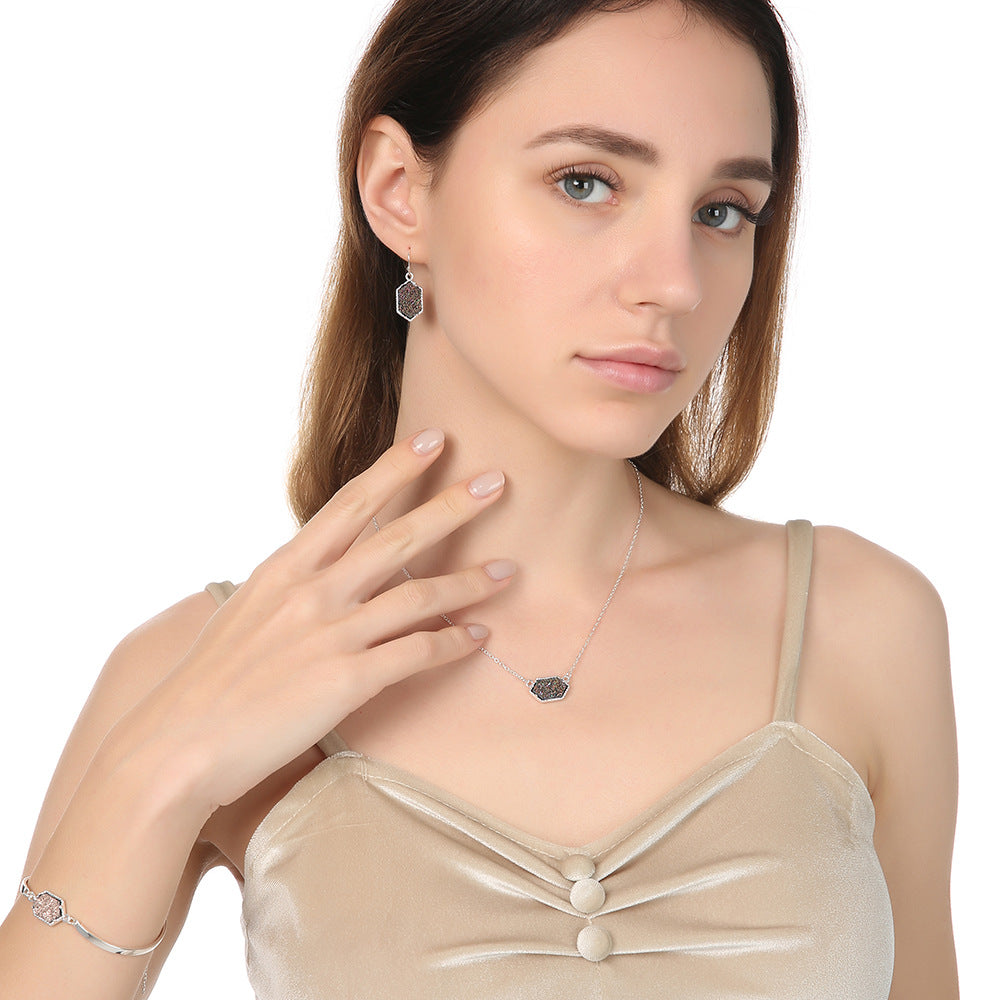 fashion simple multicolor crystal cluster turquoise diamond pendant necklace