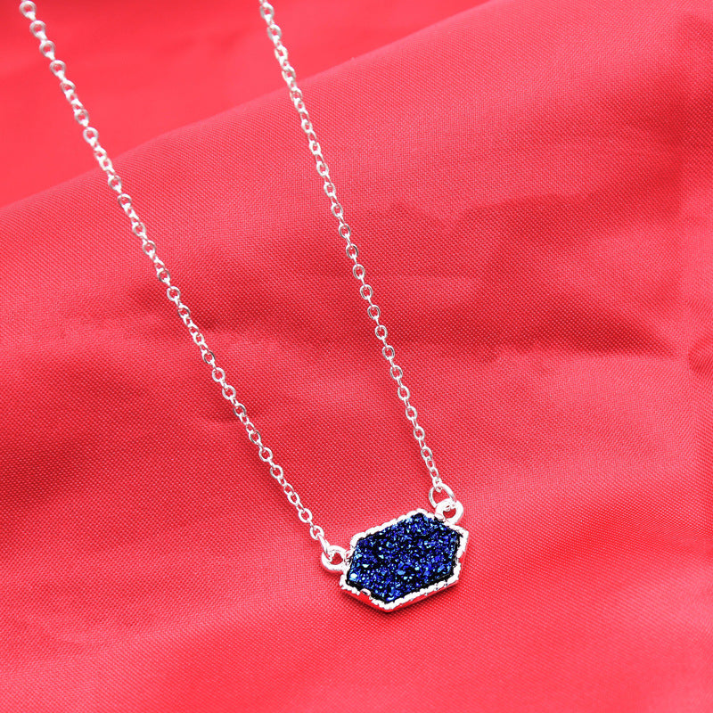 fashion simple multicolor crystal cluster turquoise diamond pendant necklace