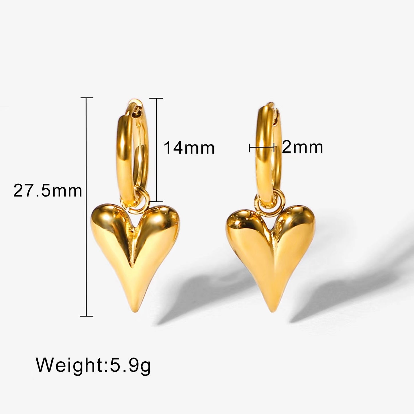 1 Pair Romantic Heart Shape Drip glazed 304 Stainless Steel Metal None 18K Gold Plated Hoop Earrings