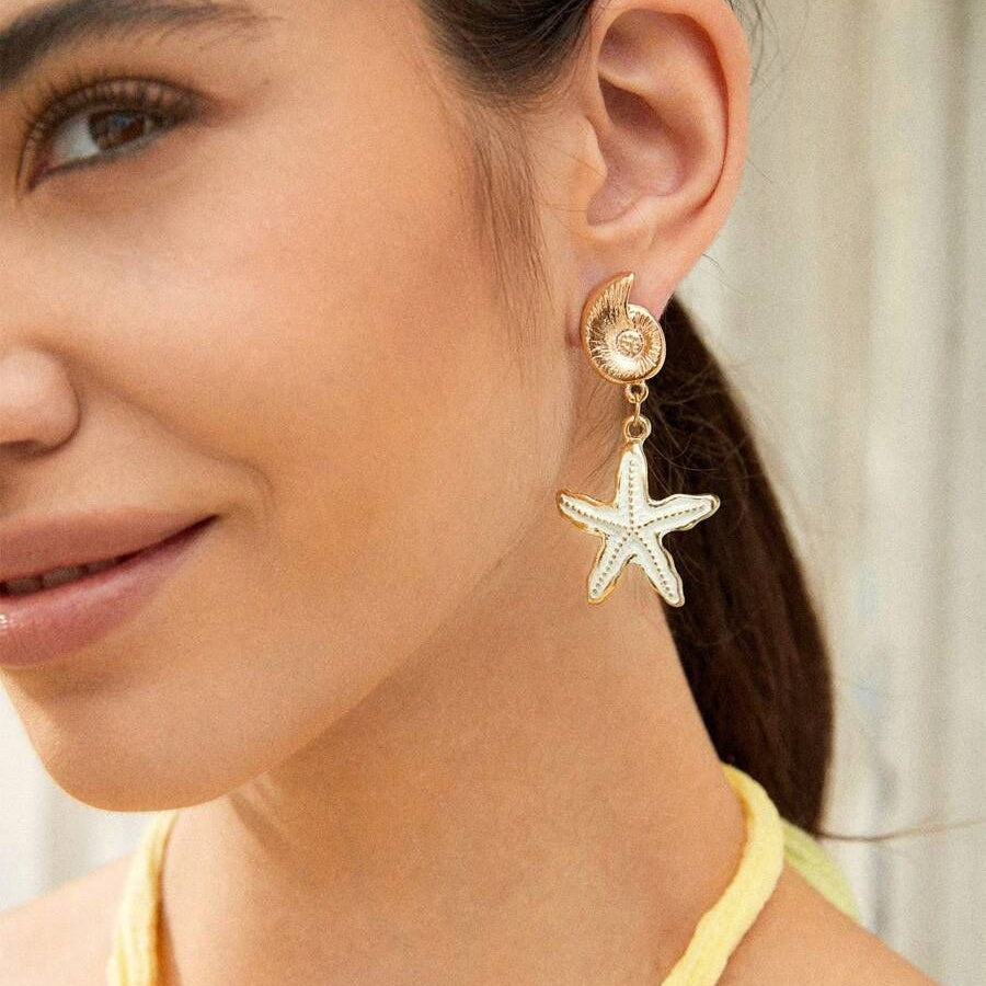 1 Pair Modern Style Classic Style Starfish Zinc alloy Drop Earrings