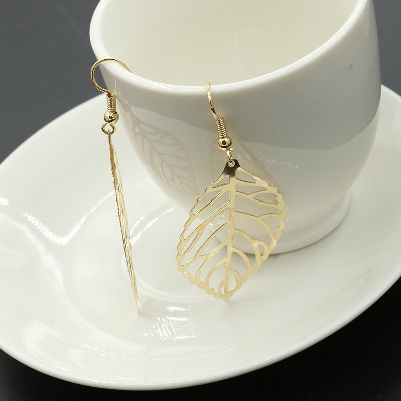 fashion leaf plating alloy no inlaid earrings