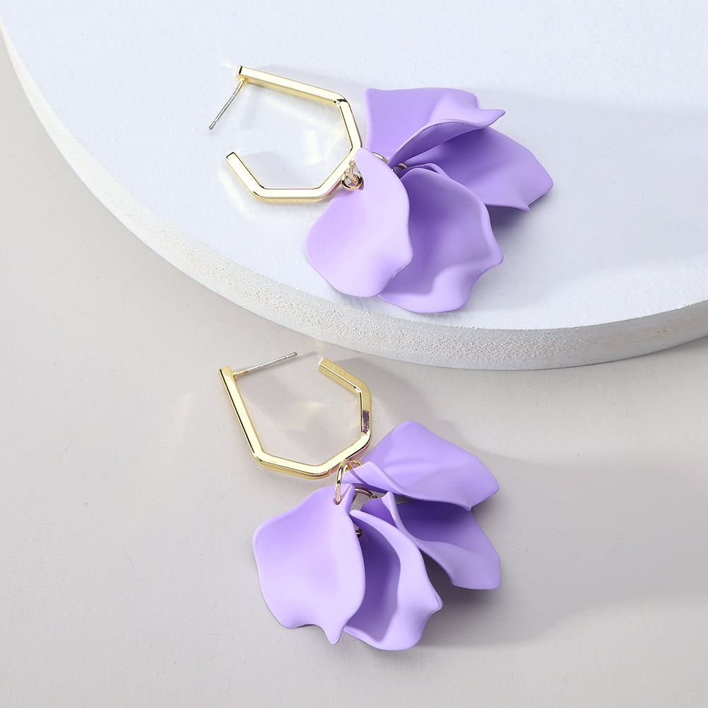 1 pair elegant vacation petal arylic zinc alloy drop earrings