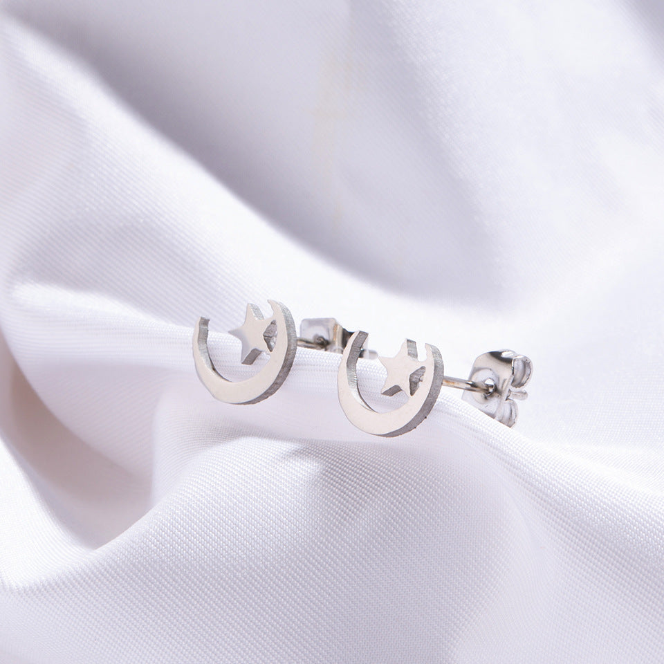 simple style geometric stainless steel no inlaid earrings ear studs
