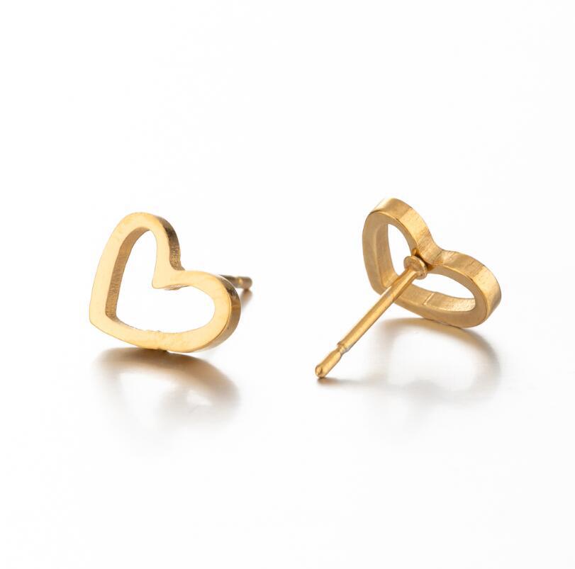 fashion heart shape stainless steel ear studs 1 pair