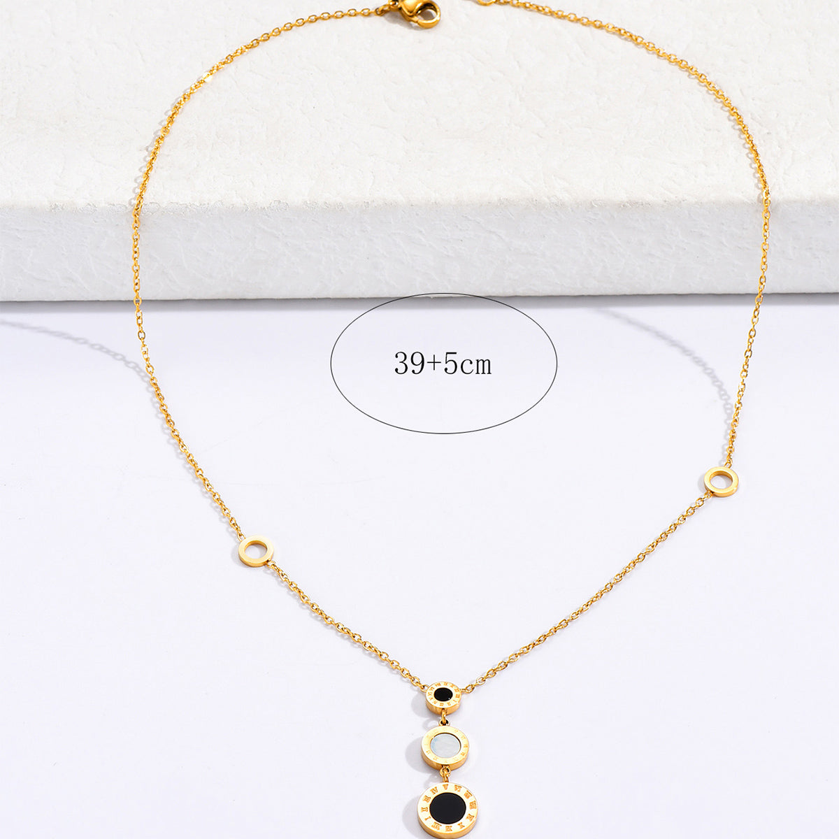 fashion round stainless steel hollow out inlay acrylic shell pendant necklace 1 piece