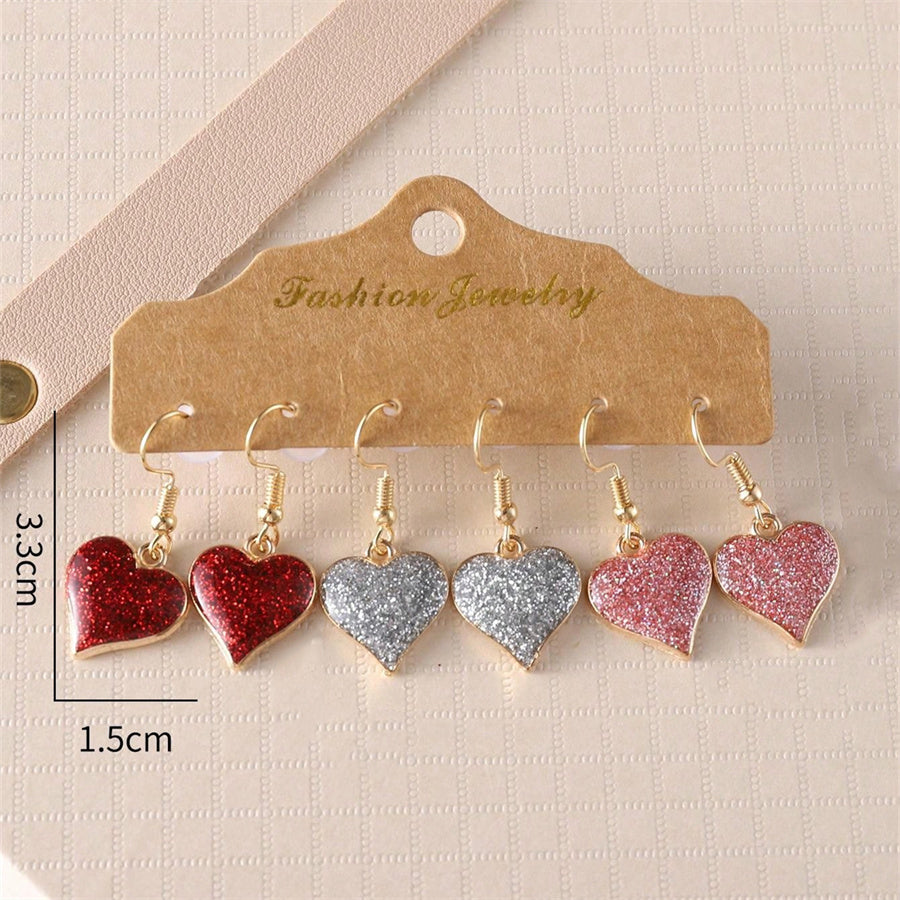 1 Set Lady Sweet Heart Shape Zinc alloy Drop Earrings