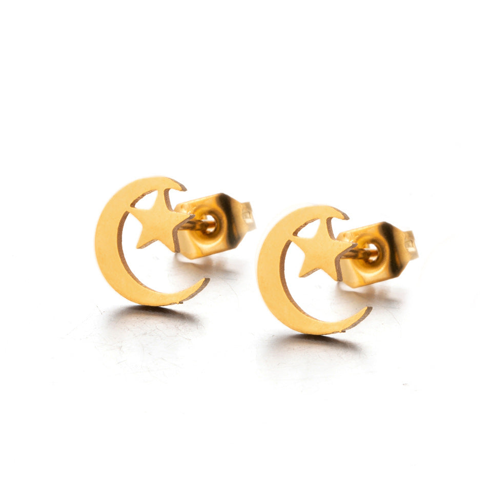 simple style geometric stainless steel no inlaid earrings ear studs