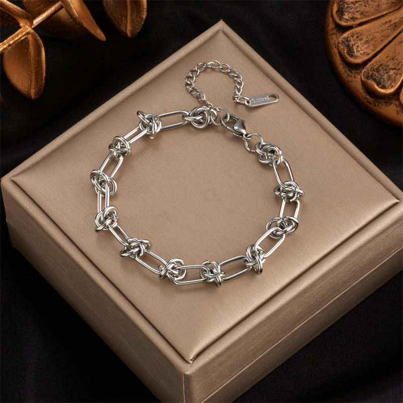 fashion geometric titanium steel plating inlay zircon bracelets