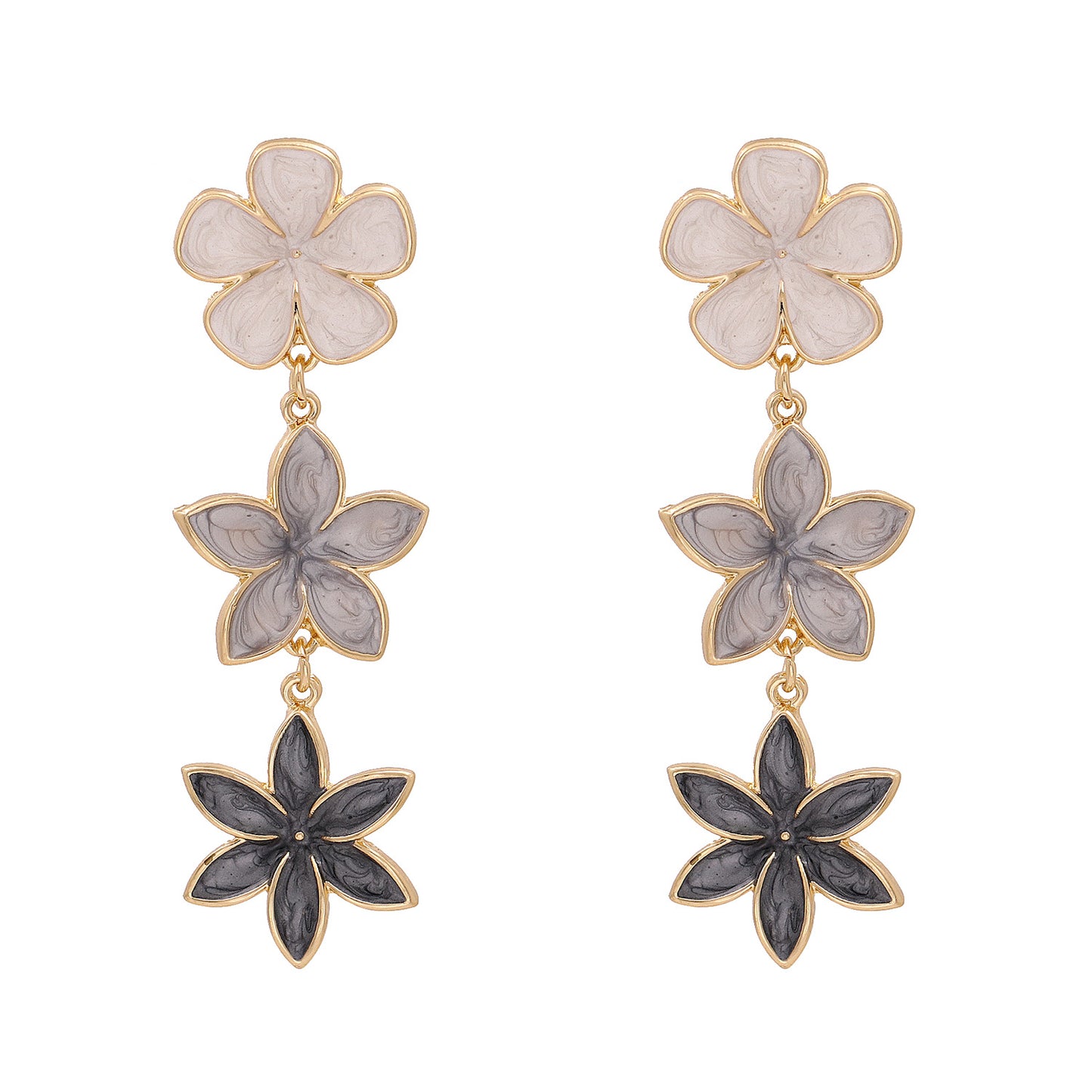 fashion retro lilac oil drop flower earrings three earrings personalized earrings