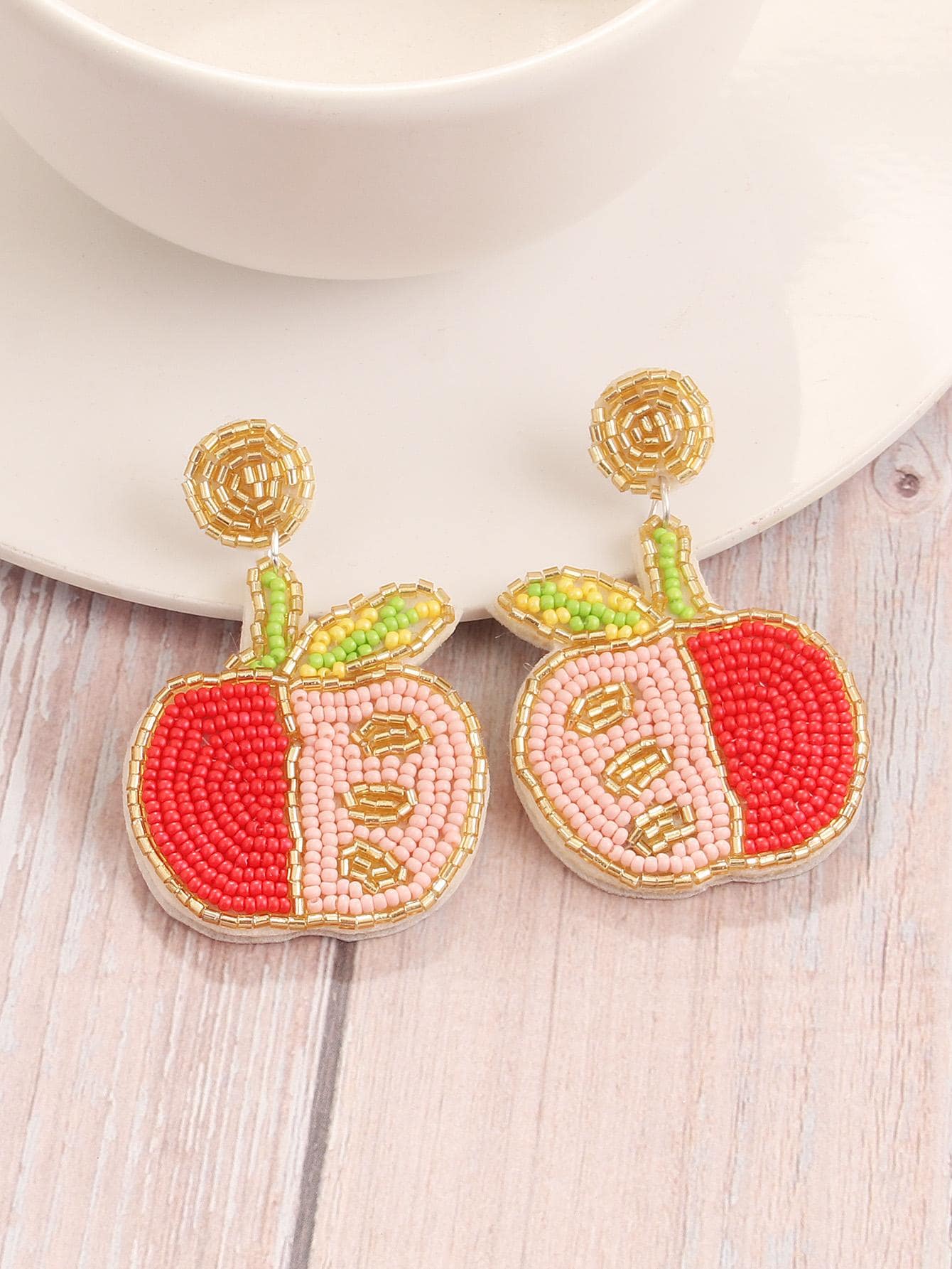 sweet pencil beaded imitation pearl glass women's drop earrings 1 pair