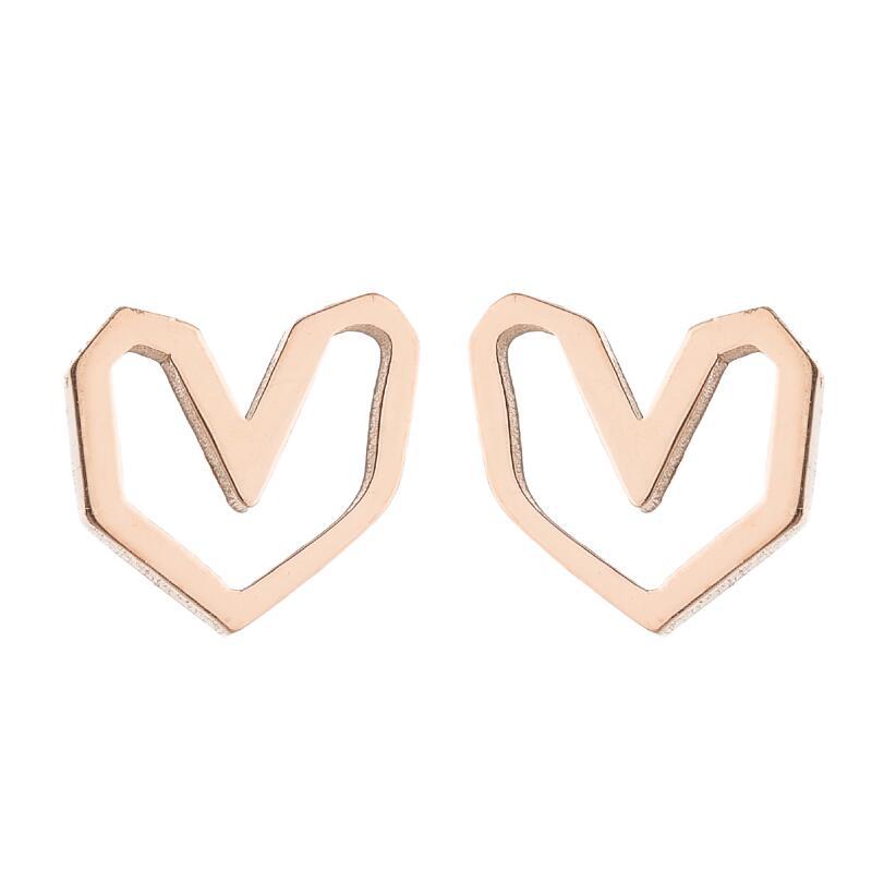 fashion heart shape stainless steel ear studs 1 pair