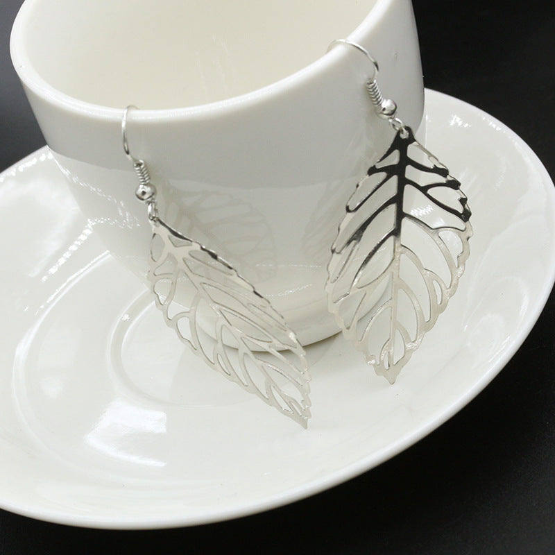 fashion leaf plating alloy no inlaid earrings