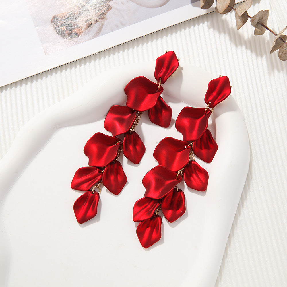 1 pair ig style retro flower plating arylic drop earrings