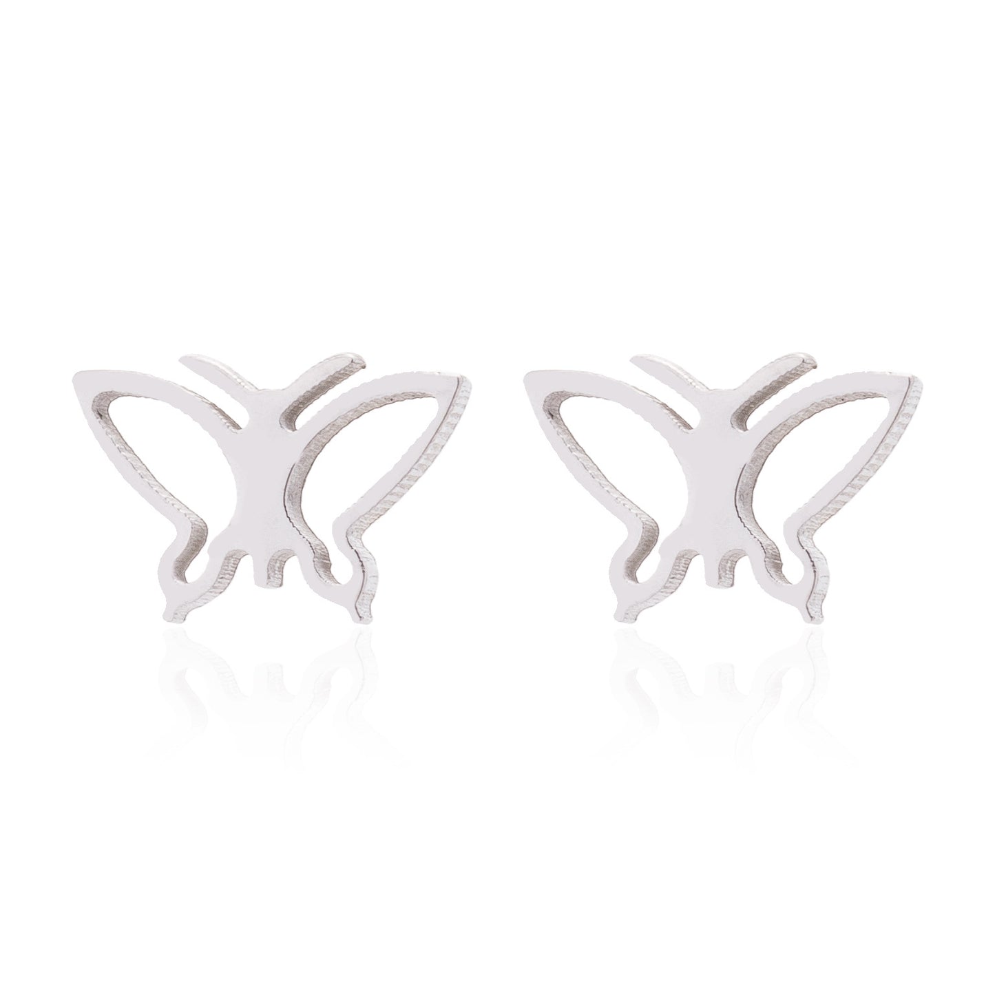 1 pair retro butterfly titanium steel plating hollow out ear studs