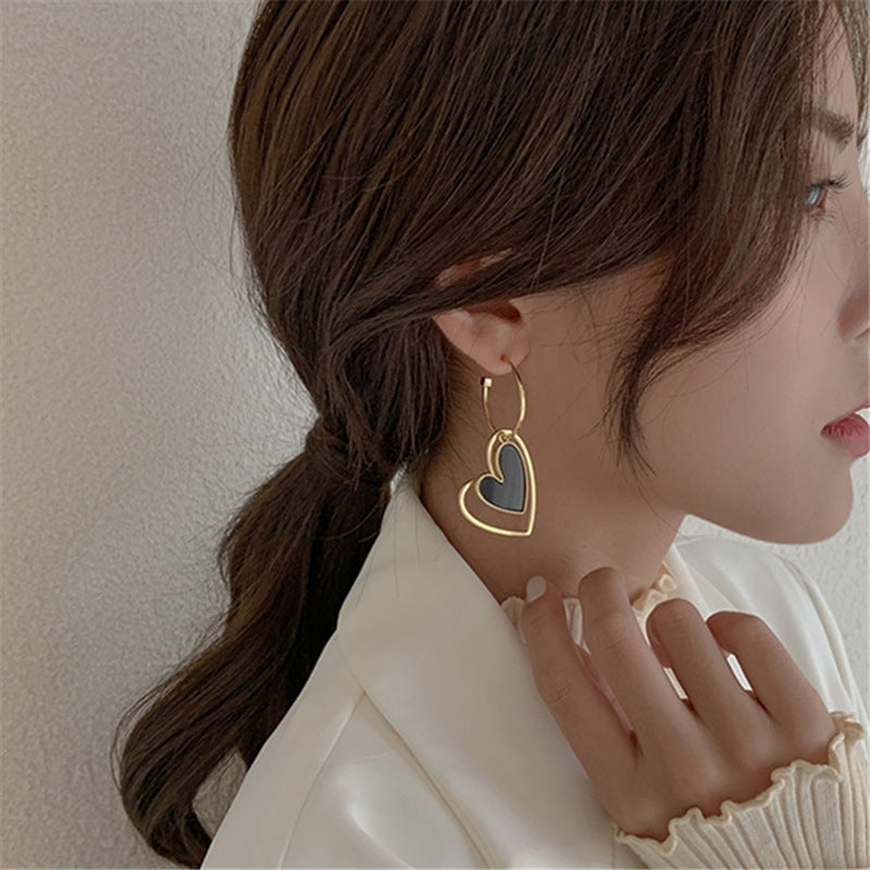 1 pair simple style heart shape alloy plating women's earrings