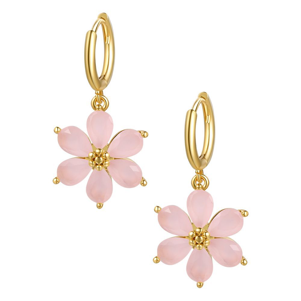 fashion flower copper artificial gemstones earrings