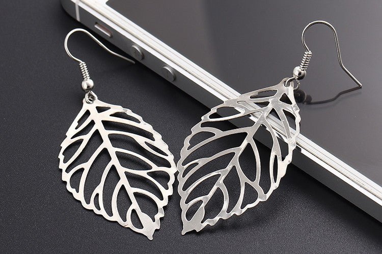 fashion leaf plating alloy no inlaid earrings
