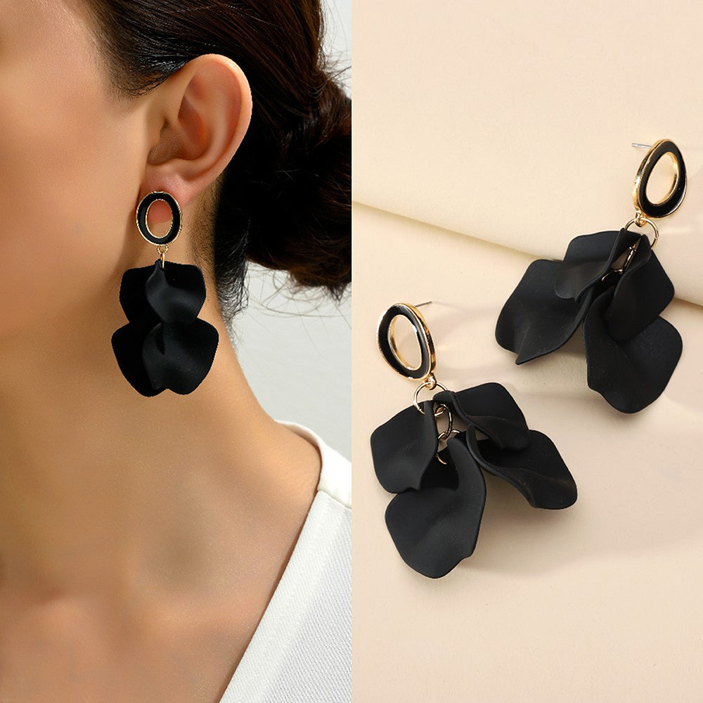 1 pair elegant romantic sweet petal spray paint painted inlay zinc alloy acrylic dangling earrings
