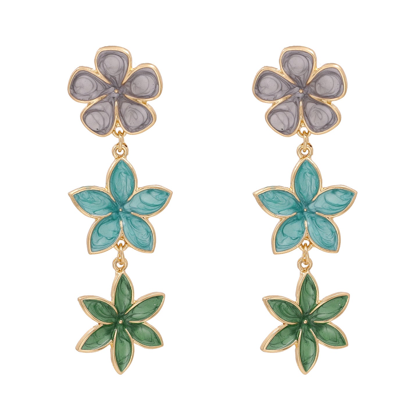 fashion retro lilac oil drop flower earrings three earrings personalized earrings