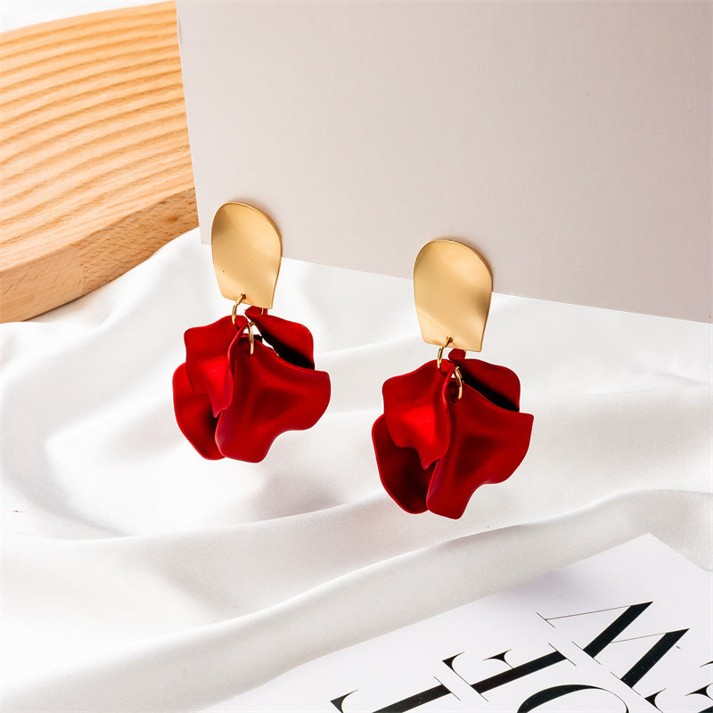 creative acrylic rose petal earrings fashion earrings