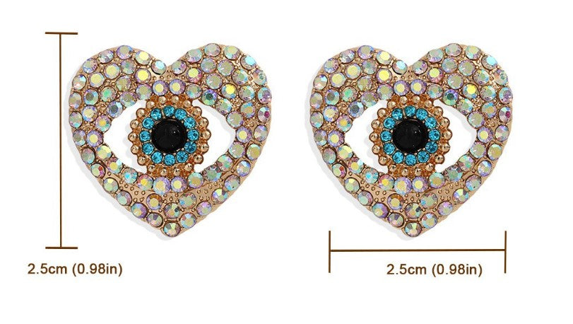 1 pair fashion heart shape inlay alloy rhinestones pearl ear studs
