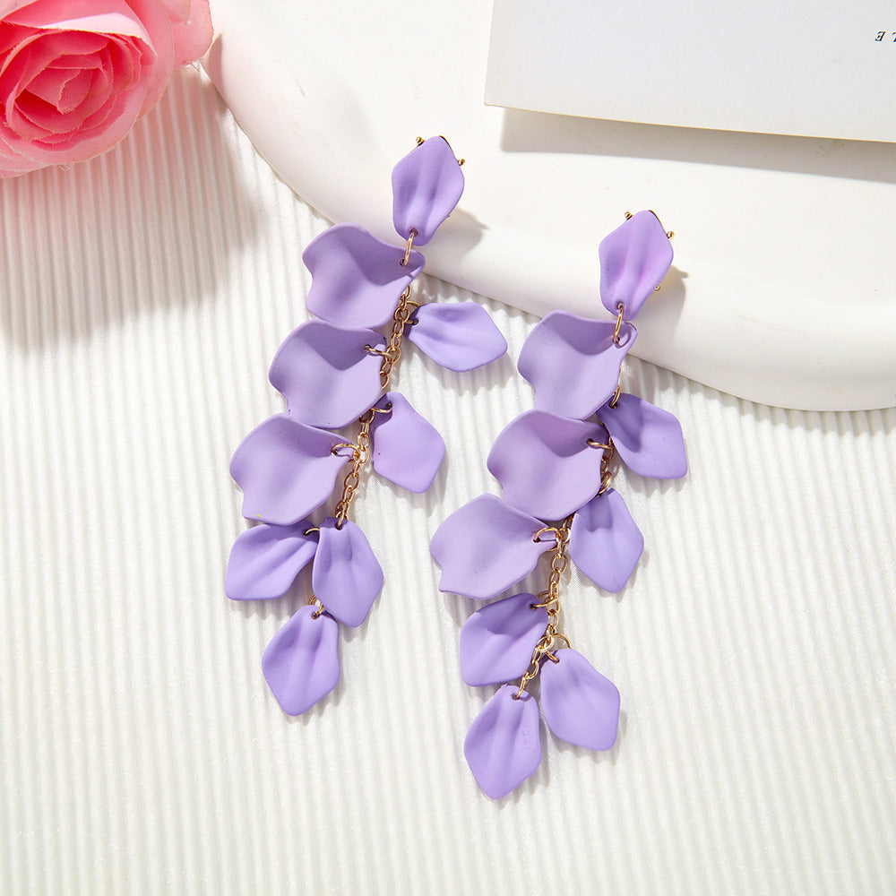 1 pair ig style retro flower plating arylic drop earrings