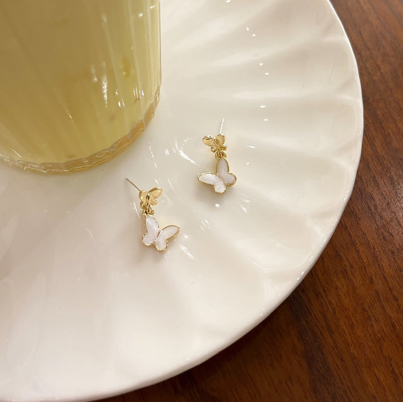 fashion butterfly alloy enamel drop earrings