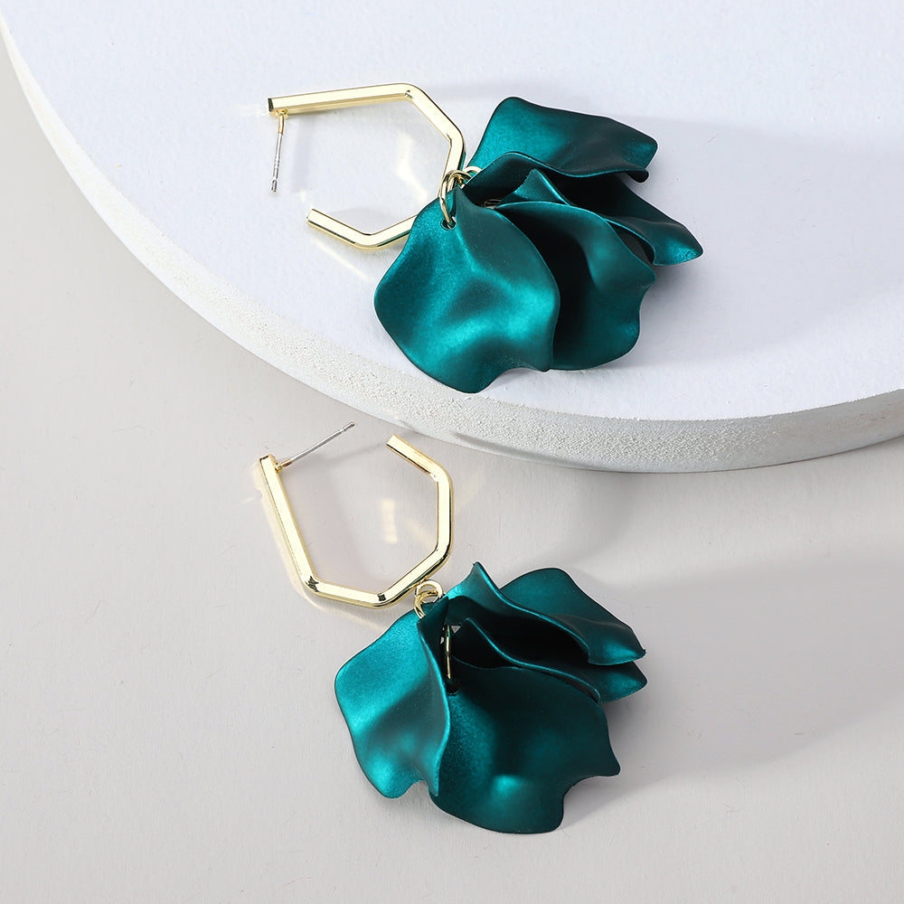 1 pair elegant vacation petal arylic zinc alloy drop earrings