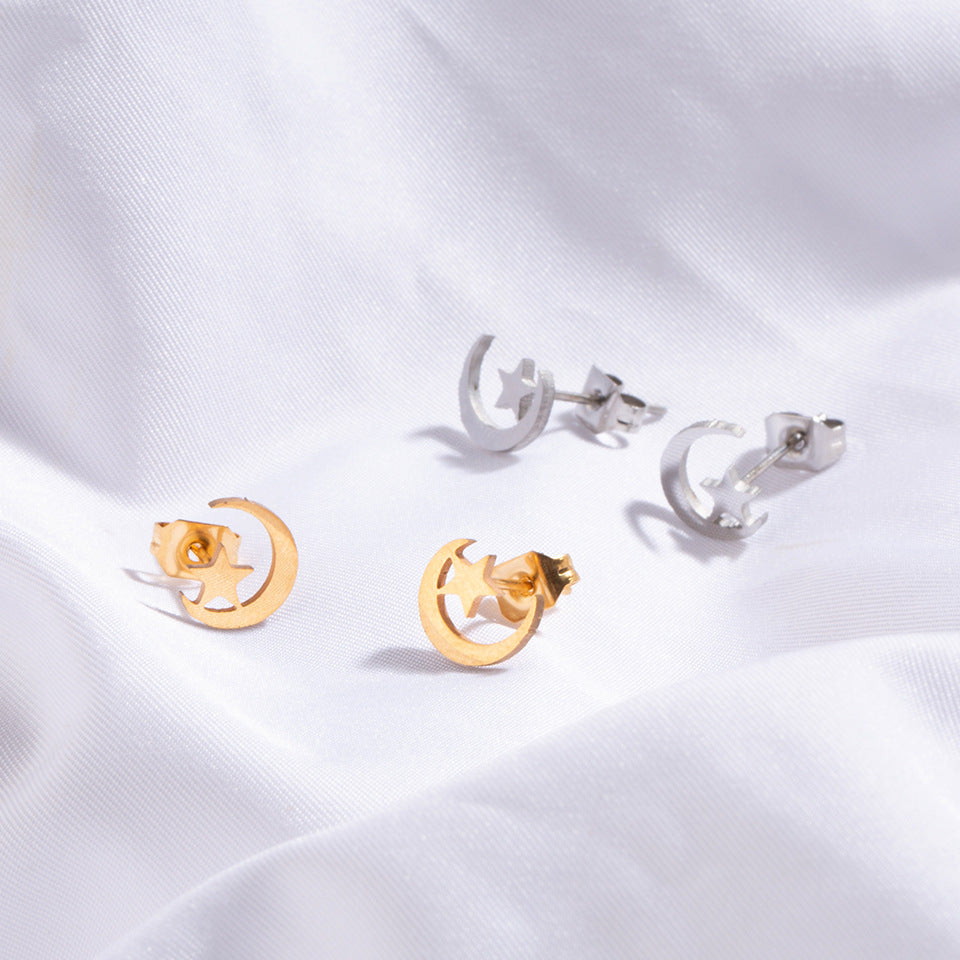 simple style geometric stainless steel no inlaid earrings ear studs