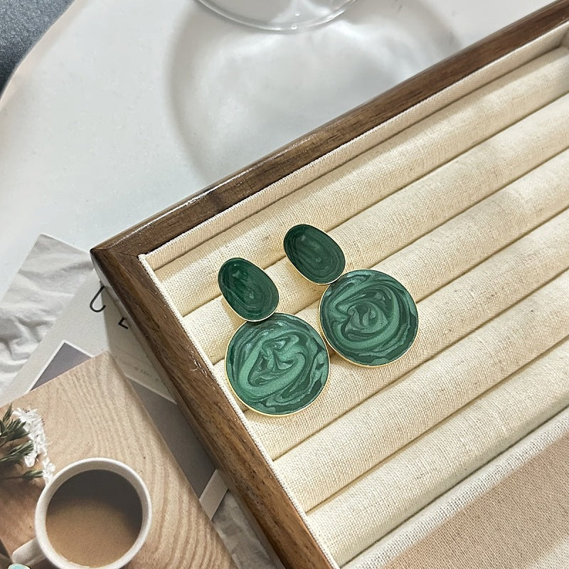 1 pair sweet oval plating alloy drop earrings