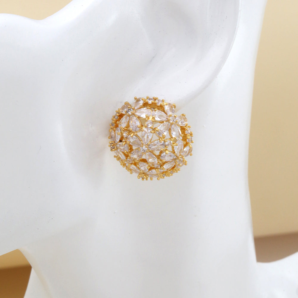1 Pair Luxurious Simple Style Solid Color Plating Hollow Out Inlay Copper Zircon 18K Gold Plated Ear Studs