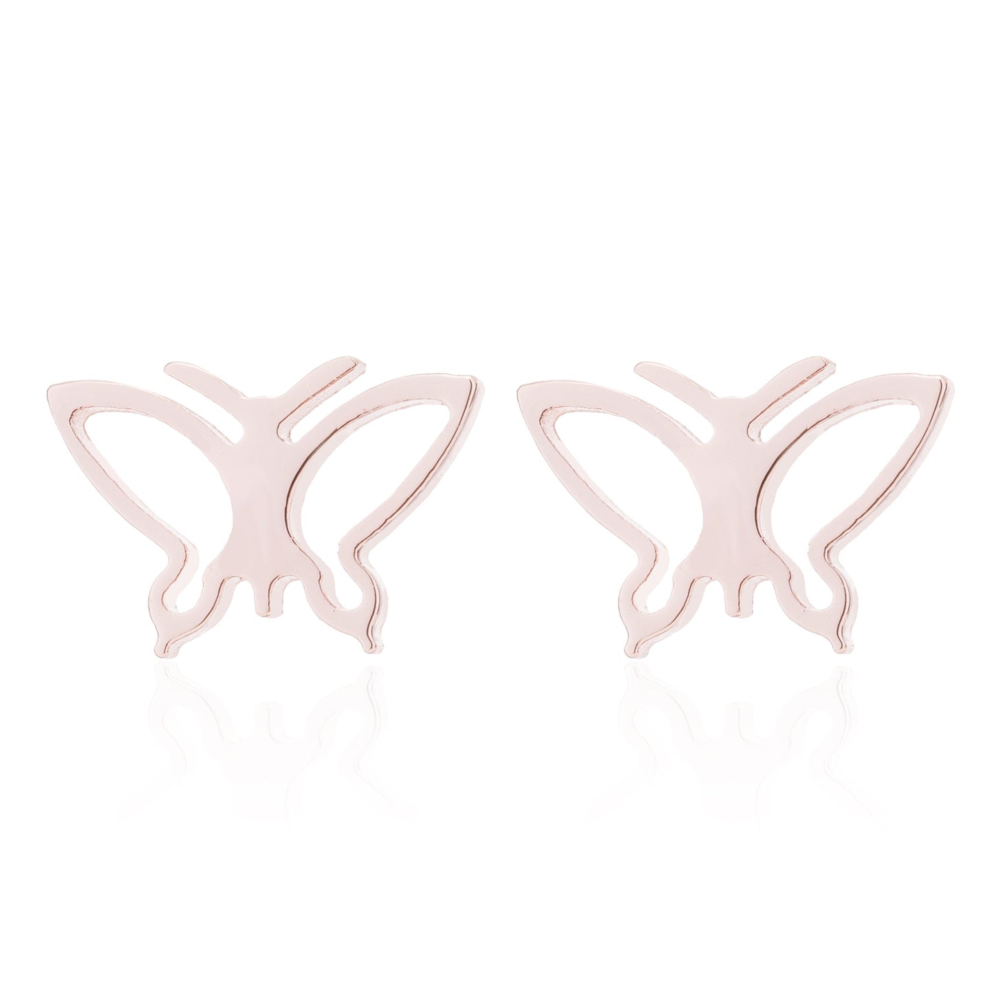 1 pair retro butterfly titanium steel plating hollow out ear studs