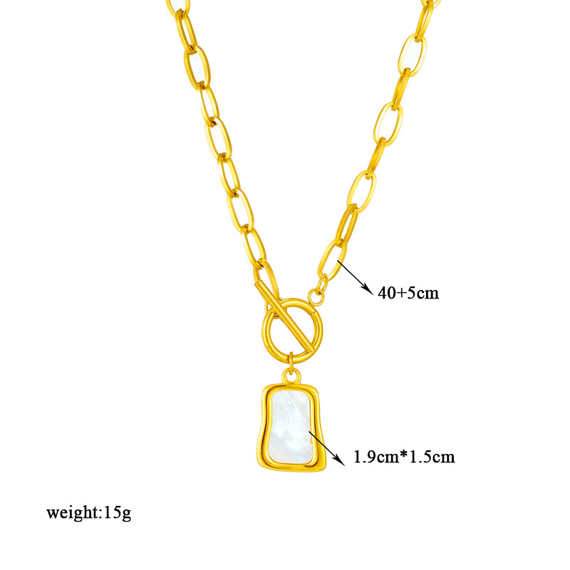 304 Stainless Steel 18K Gold Plated Korean Style Toggle Plating Square Necklace