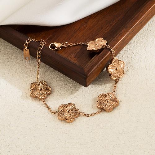 304 Stainless Steel 18K Gold Plated Basic Vintage Style Plating Flower Bracelets Ear Studs Necklace