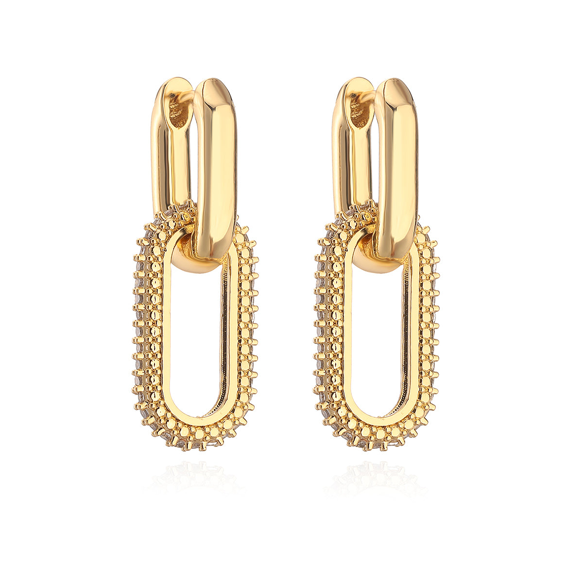 1 pair simple style commute oval plating inlay copper zircon 18k gold plated drop earrings
