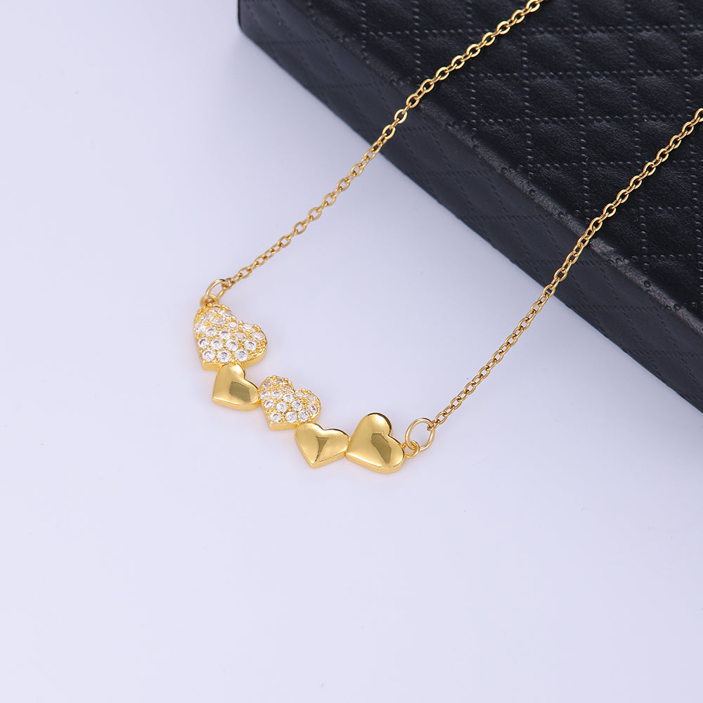 Elegant Heart Shape Stainless Steel Plating Inlay Zircon Pendant Necklace