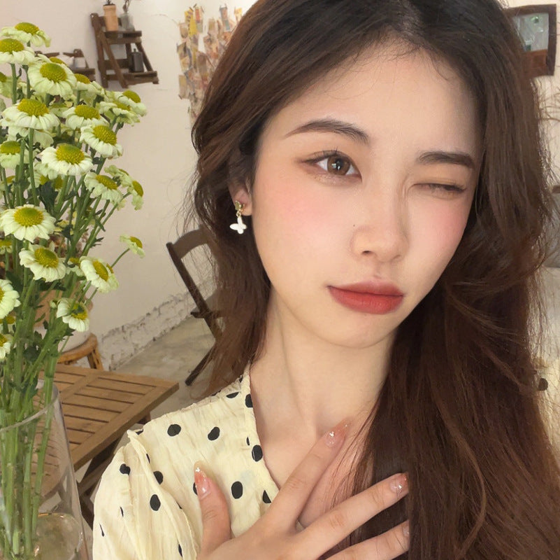 fashion butterfly alloy enamel drop earrings