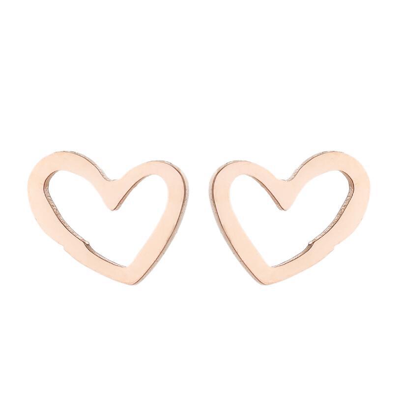 fashion heart shape stainless steel ear studs 1 pair