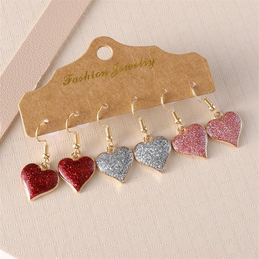 1 Set Lady Sweet Heart Shape Zinc alloy Drop Earrings
