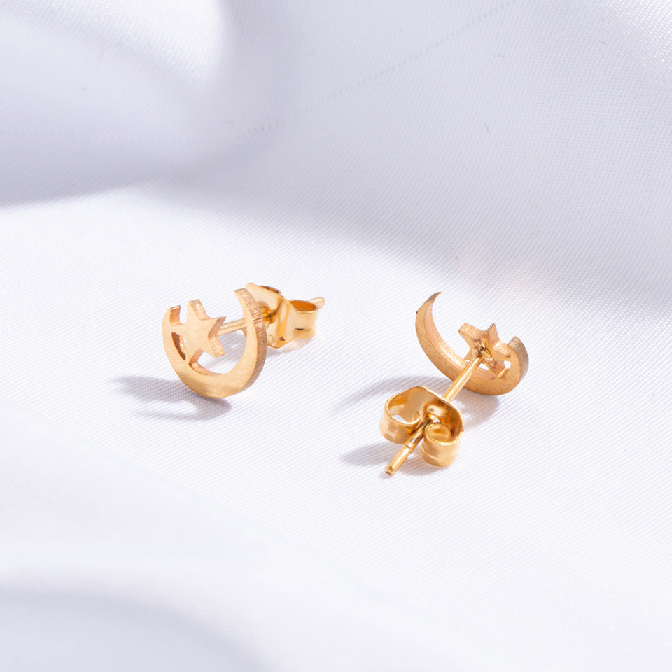 simple style geometric stainless steel no inlaid earrings ear studs