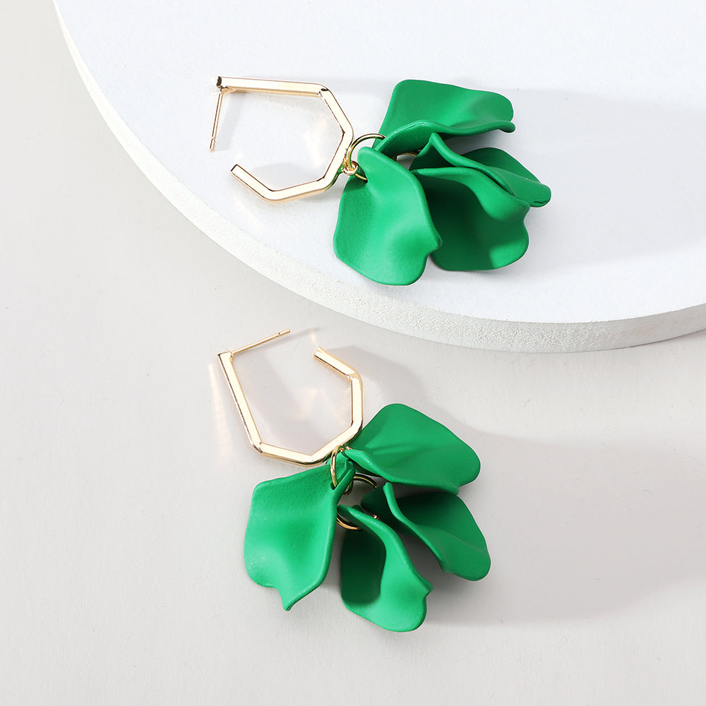 1 pair elegant vacation petal arylic zinc alloy drop earrings