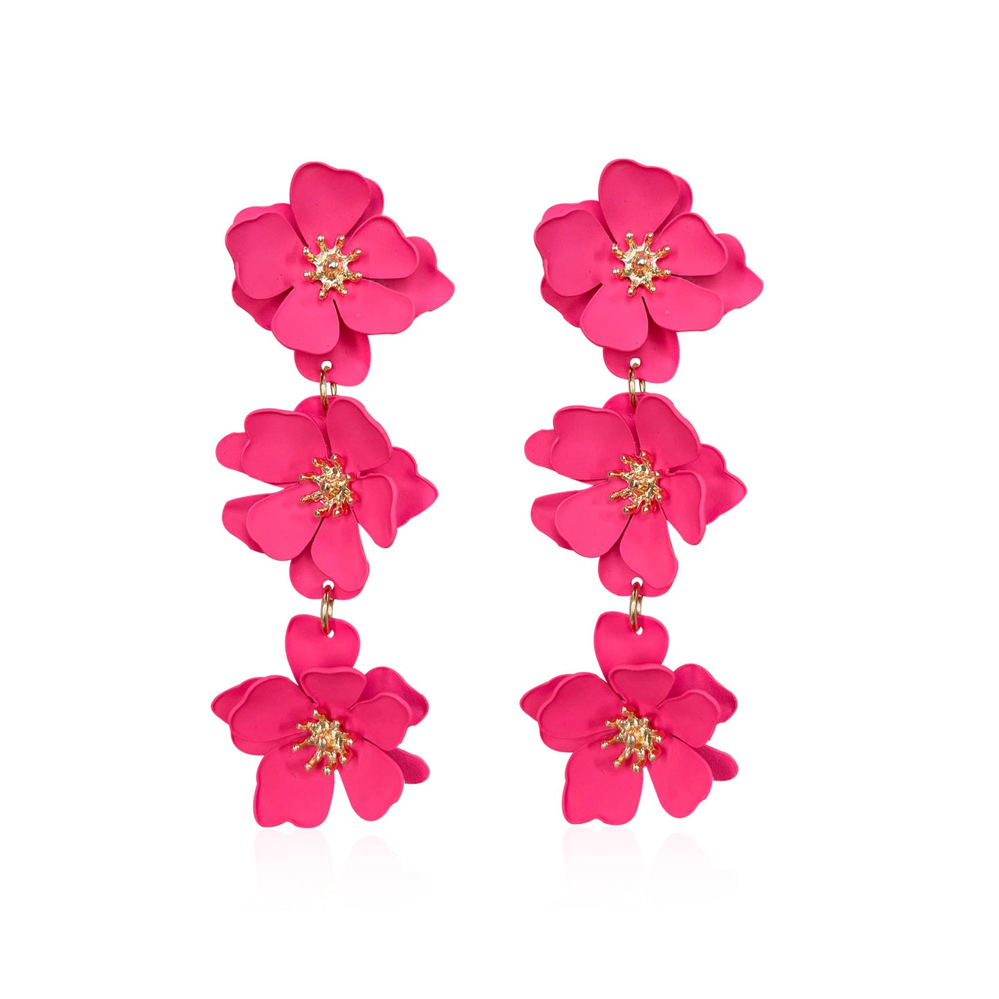 1 pair elegant bohemian simple style flower plating alloy drop earrings