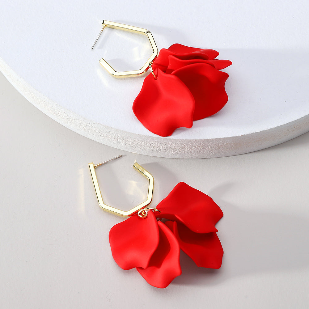 1 pair elegant vacation petal arylic zinc alloy drop earrings