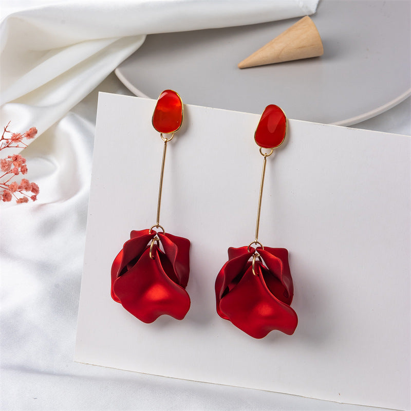 creative acrylic rose petal earrings fashion earrings