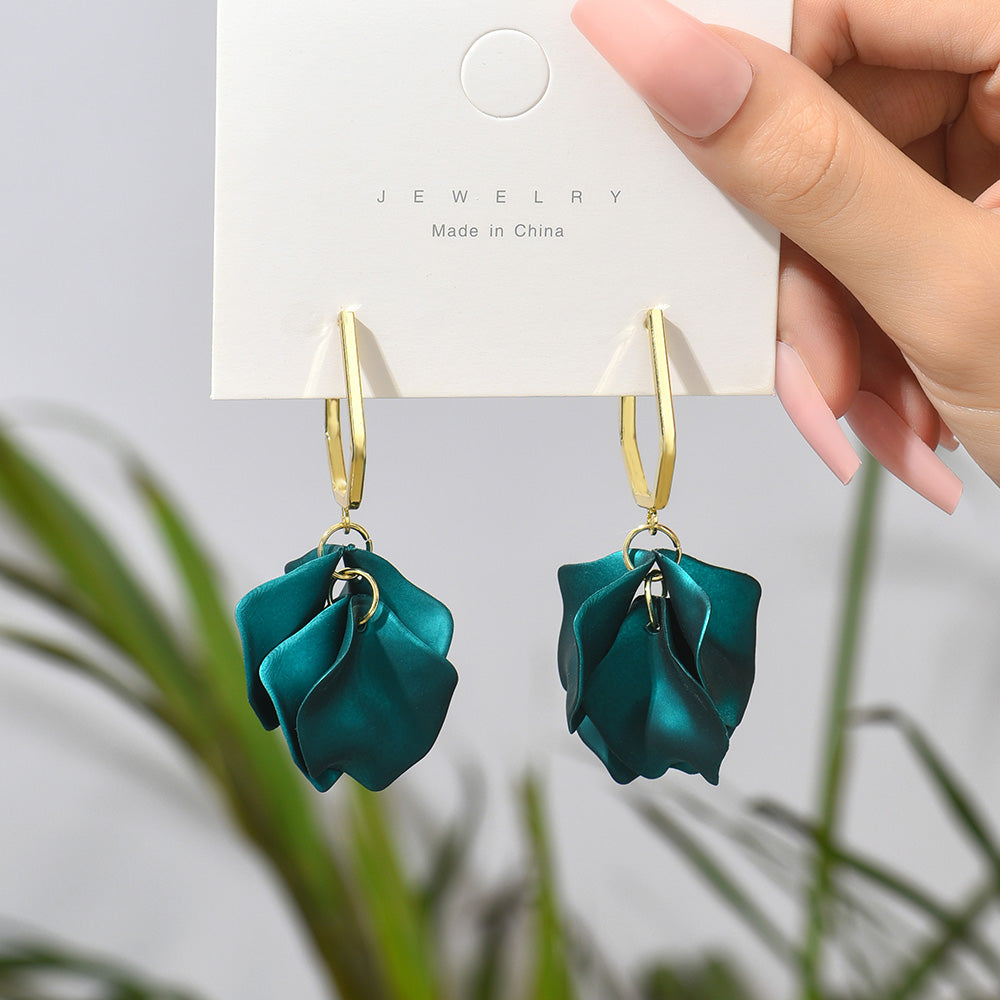 1 pair elegant vacation petal arylic zinc alloy drop earrings