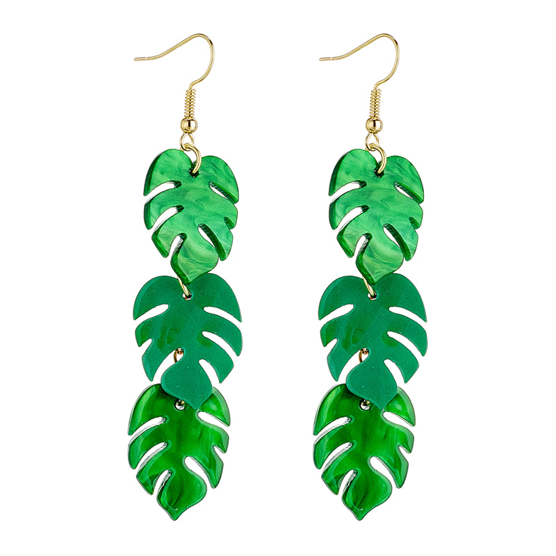 vacation tropical leaf arylic three-dimensional women's drop earrings