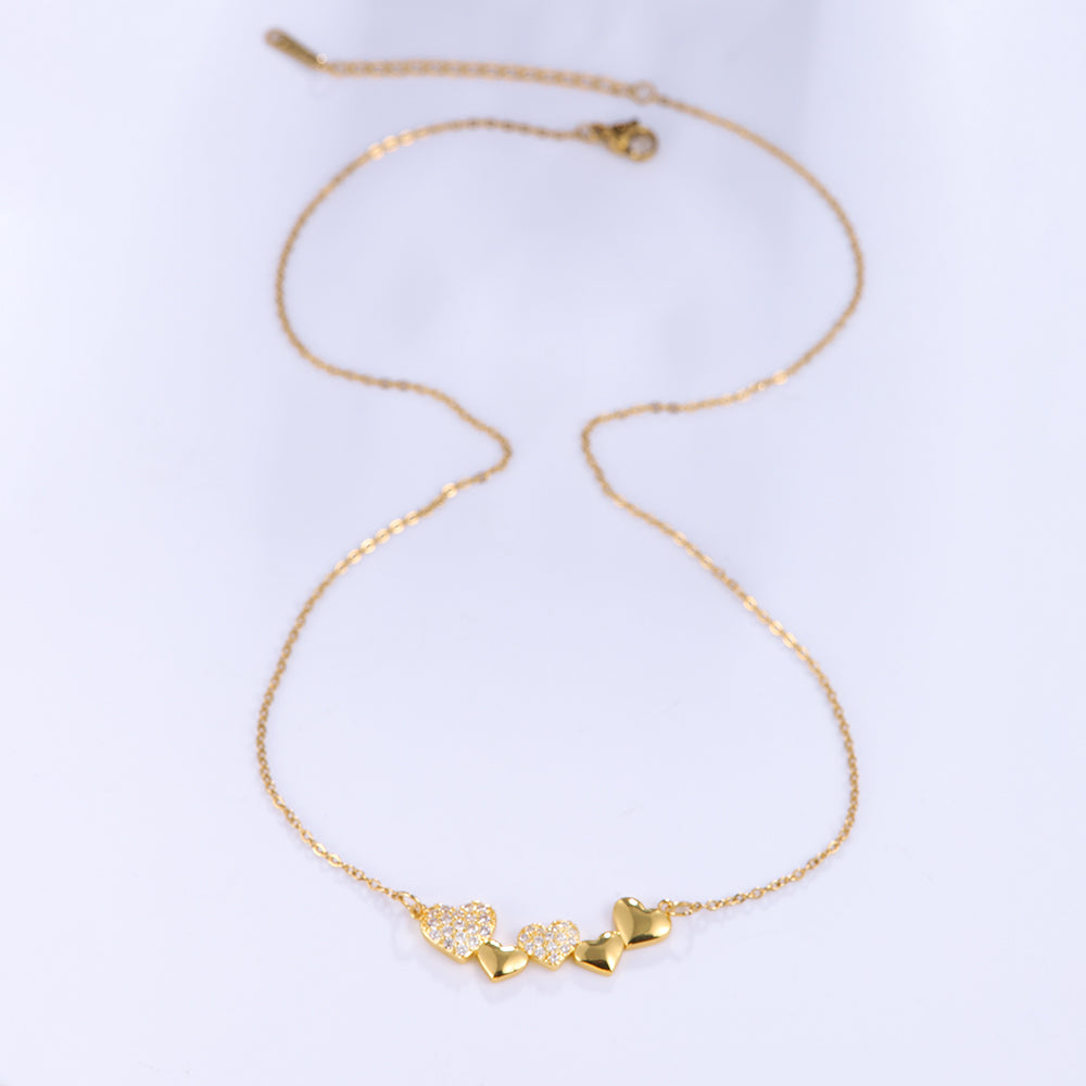 Elegant Heart Shape Stainless Steel Plating Inlay Zircon Pendant Necklace