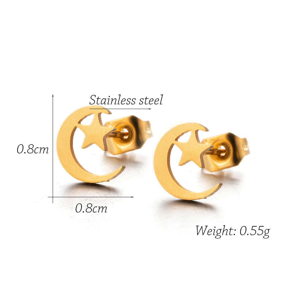 simple style geometric stainless steel no inlaid earrings ear studs